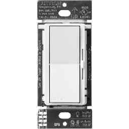 [DVRF6LWH] (Caseta Wireless) DIVA Atenuador de pared. Aumenta/Disminuye Intensidad de Iluminación.  No requiere cable neutro. 150W LED / 600W INC/HAL | DVRF6LWH