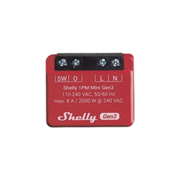 [SHELLY1PMMINIGEN3] Mini Interruptor inteligente con Wi-Fi, medición de consumo, 1 canal 8A, compatible con asistentes de voz Alexa y GoogleHome | SHELLY1PMMINIGEN3
