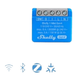 [SHELLY1MINIGEN4] Mini Interruptor inteligente con Wi-Fi 2.4 / contacto seco /1 canal 8A, 110 - 240V / compatible con asistentes de voz | SHELLY1MINIGEN4