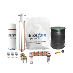 [LP-GROUND30A-KIT] Kit Puesta a Tierra 30A / Electrodo Cobre Electrolítico / Diseño Delta / Filtro Equipotencial / Compuesto 12 kg / Barra Unión + Conectores + Registro | LP-GROUND30A-KIT