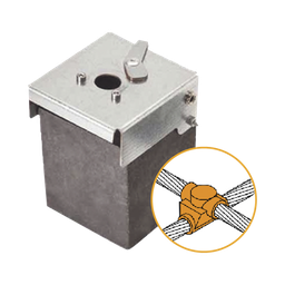 [AT-W20/W20/XS] Molde de grafito horizontal unión en cruz sobrepuesta de cable 2/0 AWG (pasante) con cable 2/0 AWG (terminal). | AT-W20/W20/XS