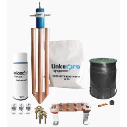 [LPGROUND200AKIT] Kit Puesta a Tierra 200A / Electrodo Cobre Electrolítico / Diseño Delta / Filtro Equipotencial / Compuesto 12 kg / Barra Unión + Conectores + Registro | LPGROUND200AKIT
