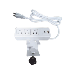 [EM-3AC-WH] Tomacorriente para Escritorio / Cuenta con Bracket Ajustable a Diferentes Grosores / 3 Contactos 110VCA / 2 Contactos para Carga USB ( 1 contacto USB-A + 1 contacto USB-C ) | EM-3AC-WH