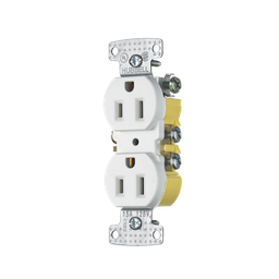 [HUB-RR15W] Contacto Duplex 15A 125V/ 2 Polos 3 Hilos/ Nema 5-15R/ Color Blanco. | HUB-RR15W