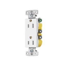 [HUB-RRD15W] Contacto Duplex Decorador 15A 125V, 2 Polos, 3 Hilos, Color  Blanco (Nema5-15R). | HUB-RRD15W