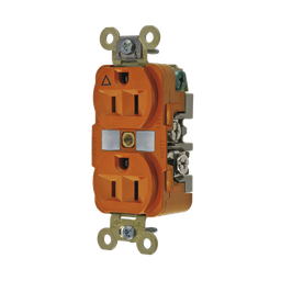 [HUB-IG5262] Contacto Dúplex Conexión a Tierra Aislada 15A 125V/ 2 Polos 3 Hilos/ Color Naranja/ Nema 5-15R/ Grado Industrial. | HUB-IG5262