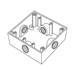 [RC-0487] Caja Cuadrada de 3/4" (19.05 mm) a Prueba de Intemperie/ Cuenta con 4 bocas. | RC-0487