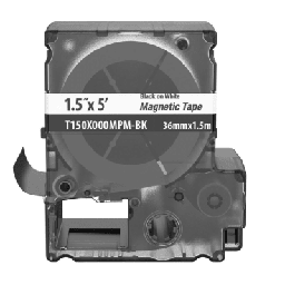 [T150X000MPM-BK] Casete de Etiquetas Magnéticas de Cinta Continua, Color Blanco Sobre Negro, Uso Interior, 36 mm (1.42 pulgadas) de Ancho x 1.5 Metros (4.92 pies) de Largo | T150X000MPM-BK