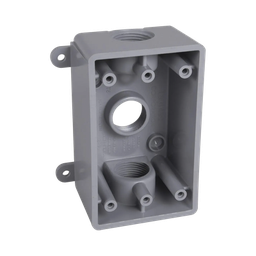 [HUB-PSB-37550-GY] Caja Impermeable de 1 Gang / Profundidad de 2 Pulgadas (5.08 cm) / Cuenta con 3 Salidas Roscadas para Tubería de 1/2 Ó 3/4 / Color Gris | HUB-PSB-37550-GY