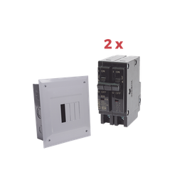[KITC2Q420E] Kit Centro de Carga 4P para empotrar con 2 Interruptores Térmicos de 2 Polos, 20Amp 120/240Vca 10kA. | KITC2Q420E