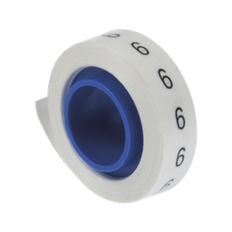 [PMDR-6] Rollo de Etiquetas Marcadoras, Pre-Impresos con el Número 6, de 2.4 Metros (7.87 Pies), Color Blanco | PMDR-6
