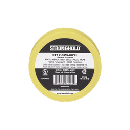 [ST17-075-66YL] Cinta Eléctrica STRONGHOLD para Aislar, de PVC, Uso General Reparación y Mantenimiento, Grosor de 0.18mm (7 mil), Ancho de 19mm, y 20.12m de Largo, Color Amarillo | ST17-075-66YL
