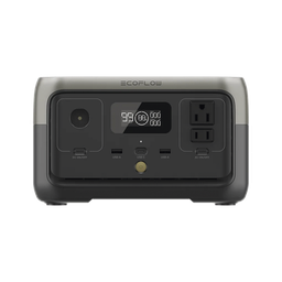 [EFR600] EcoFlow River 2 | Estación de Energía Portátil 256Wh Litio LFP / 2 AC 300 W (Max. 600W) / 1 USB-C 60W / 2 USB -A 12W / Cargador de Coche 8A a 12 o 24V / Conectividad WiFi y Bluetooth (App) / Carga Solar 110W Max. | EFR600
