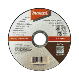 [D18409] Disco de Corte de 7/8" de acero inoxidable, diámetro de 4-1/2" | D18409