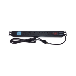 [THTCM6CUSB] Tomacorriente Horizontal (PDU) de 6 contactos (NEMA 5-15R) + 2 USB para instalación en Rack de 19", 1UR, 125 Vca/ 15 A (THE0040091001001) | THTCM6CUSB
