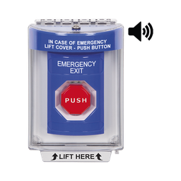 [SS2448EX-EN] Botón De Salida De Emergencia Con Bocina De Advertencia Integrada, Interior/Exterior, Texto En Ingles, Tapa Protectora De Policarbonato Súper Resistente, Neumático | SS2448EX-EN
