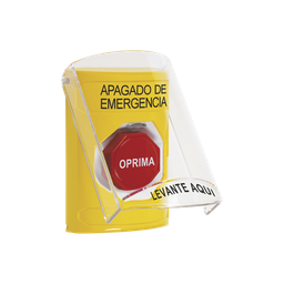 [SS2222PO-ES] Botón de Apagado de Emergencia, Texto en Español, Tapa Protectora de Policarbonato Súper Resistente, Restablecimiento con Llave | SS2222PO-ES