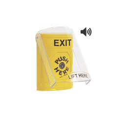 [SS22A0XT-EN] Botón de Salida, Texto en Ingles, Tapa Protectora de Policarbonato Súper Resistente, Llave para restablecer, Bocina integrada de Advertencia | SS22A0XT-EN