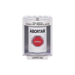 [SS2382AB-ES] Botón de Abortar, Bocina de Advertencia Integrada, Texto en Español, Tapa Protectora de Policarbonato Súper Resistente con Espaciador, Restablecimiento con Llave | SS2382AB-ES