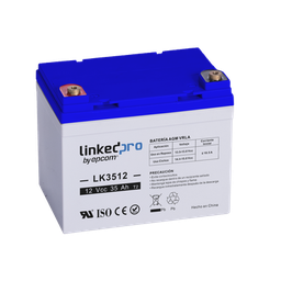 [LK3512] Batería 12 V / 35 Ah / UL / Tecnología AGM / Vida útil promedio de 5 años / Para uso en equipo electrónico, Alarmas de Intrusión / Incendio / Control de acceso / Video Vigilancia / Terminales T1 | LK3512