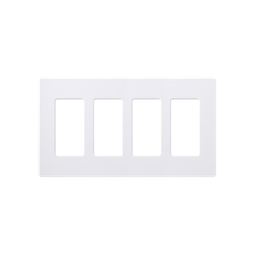 [CW4WH] Placa de pared 4 espacios, color blanco, para atenuador (dimmer), switch ó control remoto PICO inalámbrico | CW4WH