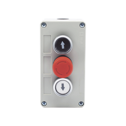 [XBS-SW-03] Botonera Triple con Boton de Stop Tipo Enclavado / Para Barreras Vehiculares, Operadores Corredizos y Abatibles. | XBS-SW-03