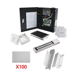 [KIT-TARJETA-01] Kit de Control de Acceso con TARJETA para 1 Puerta con lector de Entrada y Salida  / TODO INCLUIDO / Software IVMS4200 incluido | KIT-TARJETA-01