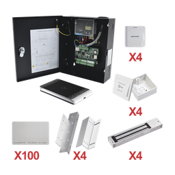 [KIT-TARJETA-04] Kit de Control de Acceso con TARJETA para 4 Puertas  / TODO INCLUIDO / Software IVMS4200 incluido | KIT-TARJETA-04