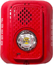 [P2RLEDSP] Sirena con Lampara LED Estroboscópica / 2 hilos / Montaje en Pared / Color Rojo / Configuración Estroboscópica Seleccionable | P2RLEDSP