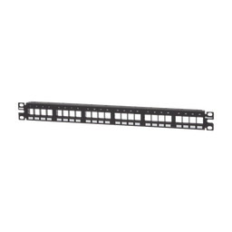 [NKPP24FMY] Panel de Parcheo Modular Keystone (Sin Conectores), Numerado y Espacio para Etiquetas, de 24 Puertos, 1UR | NKPP24FMY