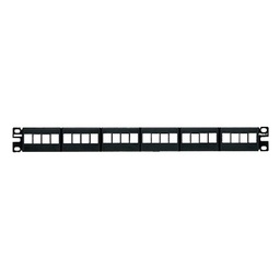 [NKFP24Y] Panel de Parcheo Modular Keystone (Sin Conectores), de 24 Puertos, Espacio Para Identificación con Etiqueta Adhesiva, 1UR | NKFP24Y