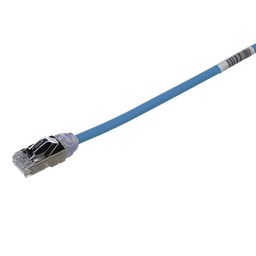 [STP28X0.2MBU] Patch Cord Cat6A, Diametro Reducido 28 AWG, Blindado S/FTP, CM/LS0H, 0.20 Metros (0.66 Pies), Color Azul | STP28X0.2MBU
