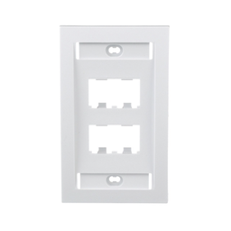 [CFPE4WHY] Placa de Pared Vertical Ejecutiva, Salida Para 4 Puertos Mini-Com, Con Espacios Para Etiquetas, Color Blanco | CFPE4WHY