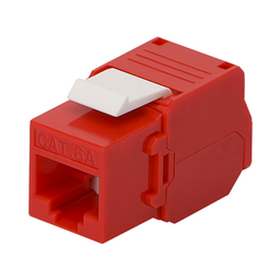 [LP-KJ-6A-TTRD] Módulo Jack Keystone Cat6A (Toolless), con Terminación en Ángulo 180 - Color Rojo, Compatible con Faceplate y Patchpanel Linkedpro | LP-KJ-6A-TTRD