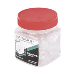 [TCRJ11-100] Bote con 100 Piezas de Plug Modular Tipo RJ11 de 4 Contactos Chapado de Oro a 50 Micras | TCRJ11-100
