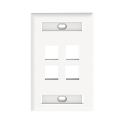 [NK4FWHY] Placa de Pared Vertical, Salida Para 4 Puertos Keystone, Con Espacios Para Etiquetas, Color Blanco | NK4FWHY