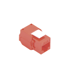 [LP-KJ-516-TTRD] Módulo Jack Keystone Cat5e (Toolless), con Terminación en Ángulo 180 - Color Rojo, Compatible con Faceplate y Patchpanel Linkedpro | LP-KJ-516-TTRD