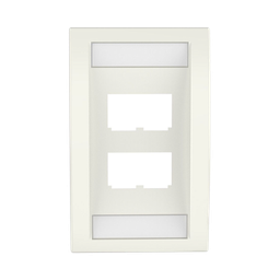 [CFPE4IWY] Placa de Pared Vertical Ejecutiva, Salida Para 4 Puertos Mini-Com, Con Espacios Para Etiquetas, Color Blanco Mate | CFPE4IWY