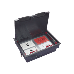 [TH-CP-4M] Caja de Piso para Cuatro Módulos Universales (Socket M4), para Alimentación Eléctrica y Redes de Datos (11000-43401) No Incluye Faceplates | TH-CP-4M