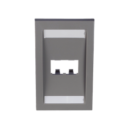 [CFPE2IGY] Placa de Pared Vertical Ejecutiva, Salida Para 2 Puertos Mini-Com, Con Espacios Para Etiquetas, Color Gris | CFPE2IGY