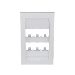 [CFPE6WHY] Placa de Pared Vertical Ejecutiva, Salida Para 6 Puertos Mini-Com, Con Espacios Para Etiquetas, Color Blanco | CFPE6WHY