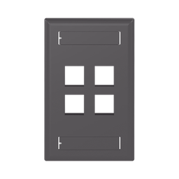 [NK4FBL] Placa de Pared Vertical, Salida Para 4 Puertos Keystone, Con Espacios Para Etiquetas, Color Negro | NK4FBL