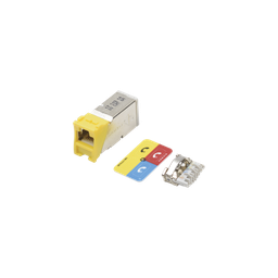 [Z6A-S05] Jack Z-Max Cat6A, Blindado, Montaje Híbrido en Placa de Pared (Plano y Angulado), Color Amarillo | Z6A-S05