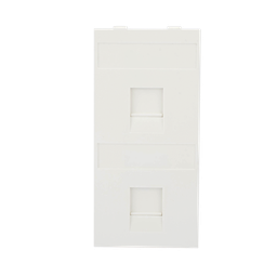 [SM-FP-2-KEY] Placa Plana de Voz y Datos con Guardapolvo para 2 RJ45 / Color Blanco / 2 Puertos para Jacks Keystone / Compatible con Cajas de Pavimento SM-CPAV-2 y SM-CPAV-4 / Modelo S76B/9 | SM-FP-2-KEY