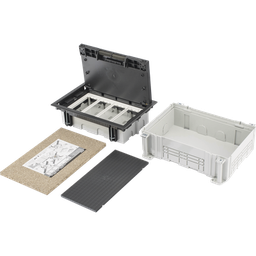 [SM-CPAV-4] Caja Para Instalación en Pavimento para Voz, Datos o Contactos Eléctricos / Capacidad para 4 Módulos / Espacio Embellecedor en la Tapa / Profundidad Ajustable de 70 a 100 mm (2.76 a 3.94 pulgadas) / Los Módulos se Adquieren Aparte / Incluye Registro | SM-CPAV-4