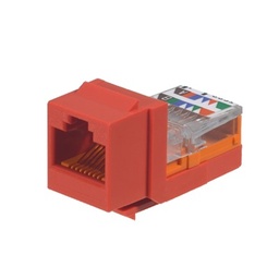 [NK5E88MRDY] Conector Jack Estilo Leadframe, Tipo Keystone, Categoría 5e, de 8 Posiciones y 8 Cables, Color Rojo | NK5E88MRDY