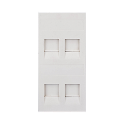 [SM-FP-4-KEY] Placa Plana de Voz y Datos con Guardapolvo para 4 RJ45 / Color Blanco / 4 Puertos para Jacks Keystone / Compatible con Cajas de Pavimento SM-CPAV-2 y SM-CPAV-4 / Modelo S76C/9 | SM-FP-4-KEY