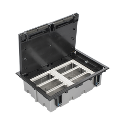 [SM-CPF-6] Caja Para Instalación en Piso Falso para Voz, Datos o Contactos Eléctricos / Capacidad para 6 Módulos / Espacio Embellecedor en la Tapa / Profundidad Ajustable de 90 a 120 mm (3.54 a 4.72 pulgadas) / Los Módulos se Adquieren Aparte / (SF610/14CY) | SM-CPF-6