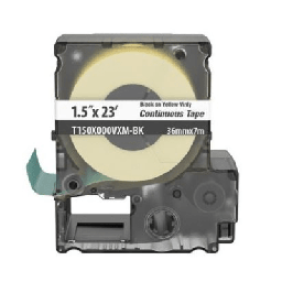 [T150X000VXM-BK] Casete de Etiquetas de Vinilo de Cinta Continua, Color Negro Sobre Amarillo, Uso Interior/Exterior, 36 mm de Ancho x 7 Metros (22.97 Pies) de Largo | T150X000VXM-BK
