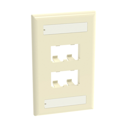 [CFPL4EIY] Placa de Pared Vertical Clásica, Salida Para 4 Puertos Mini-Com, Con Espacios Para Etiquetas, Color Marfil | CFPL4EIY